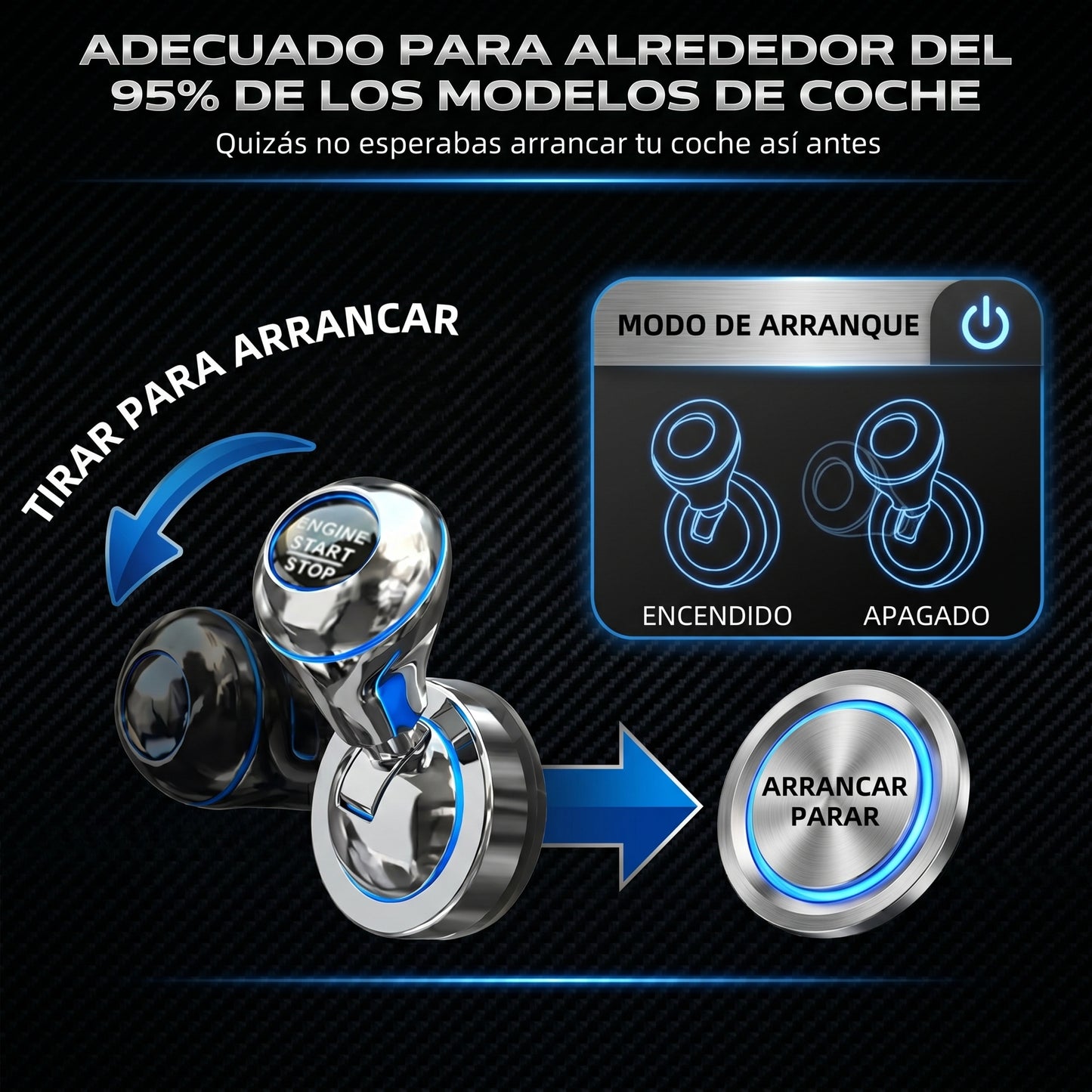 Botón de arranque de un solo toque, palanca basculante de arranque para coche
